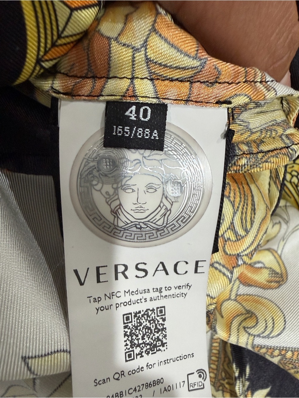Versace Floral Silk Dress in Black, Gold and Cream - Picture 8 of 11